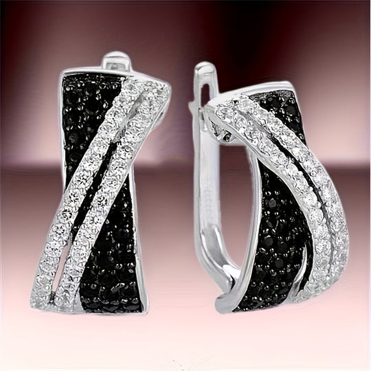 Unique Black and White Zirconia Earrings