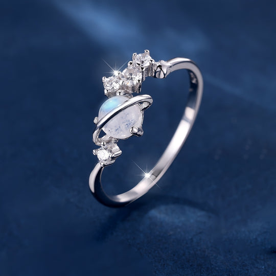 Silver Moonstone Zirconia Ring