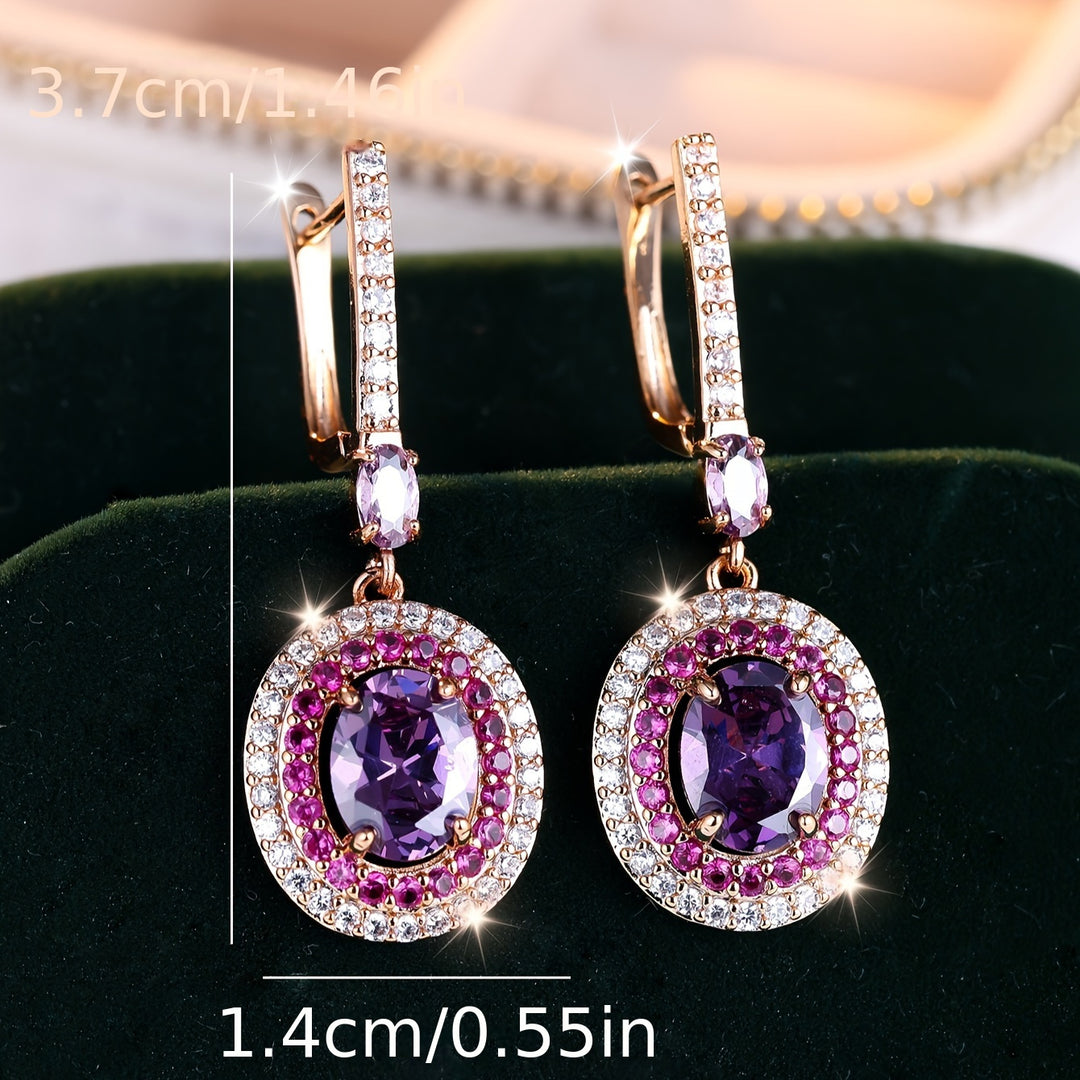 Purple Cubic Zirconia Drop Earrings