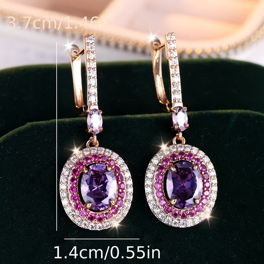 Purple Cubic Zirconia Drop Earrings