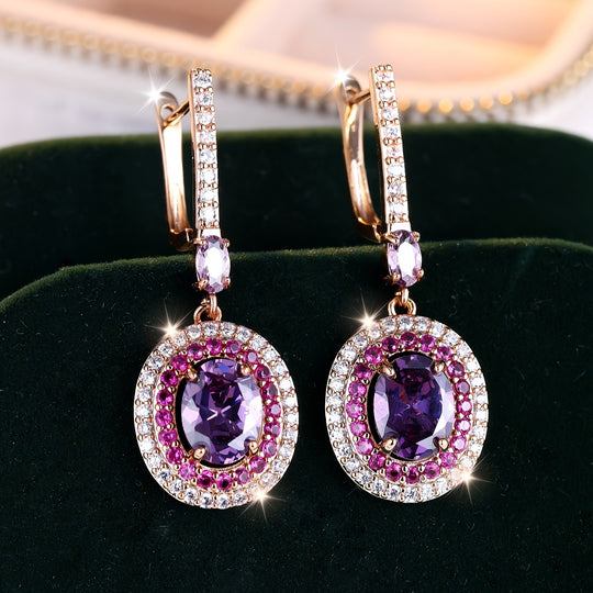 Purple Cubic Zirconia Drop Earrings