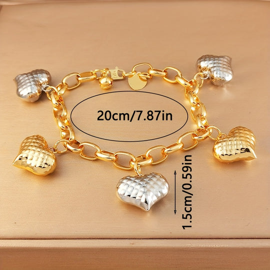 Elegant Two-Tone Heat Pendant Bracelet