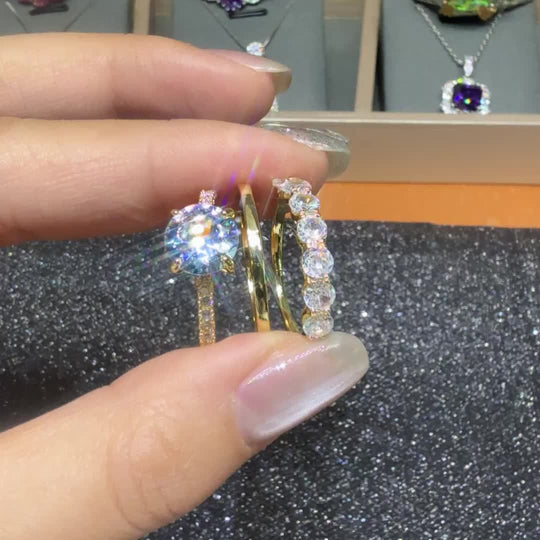 White Zirconia Three-Piece Ring Set