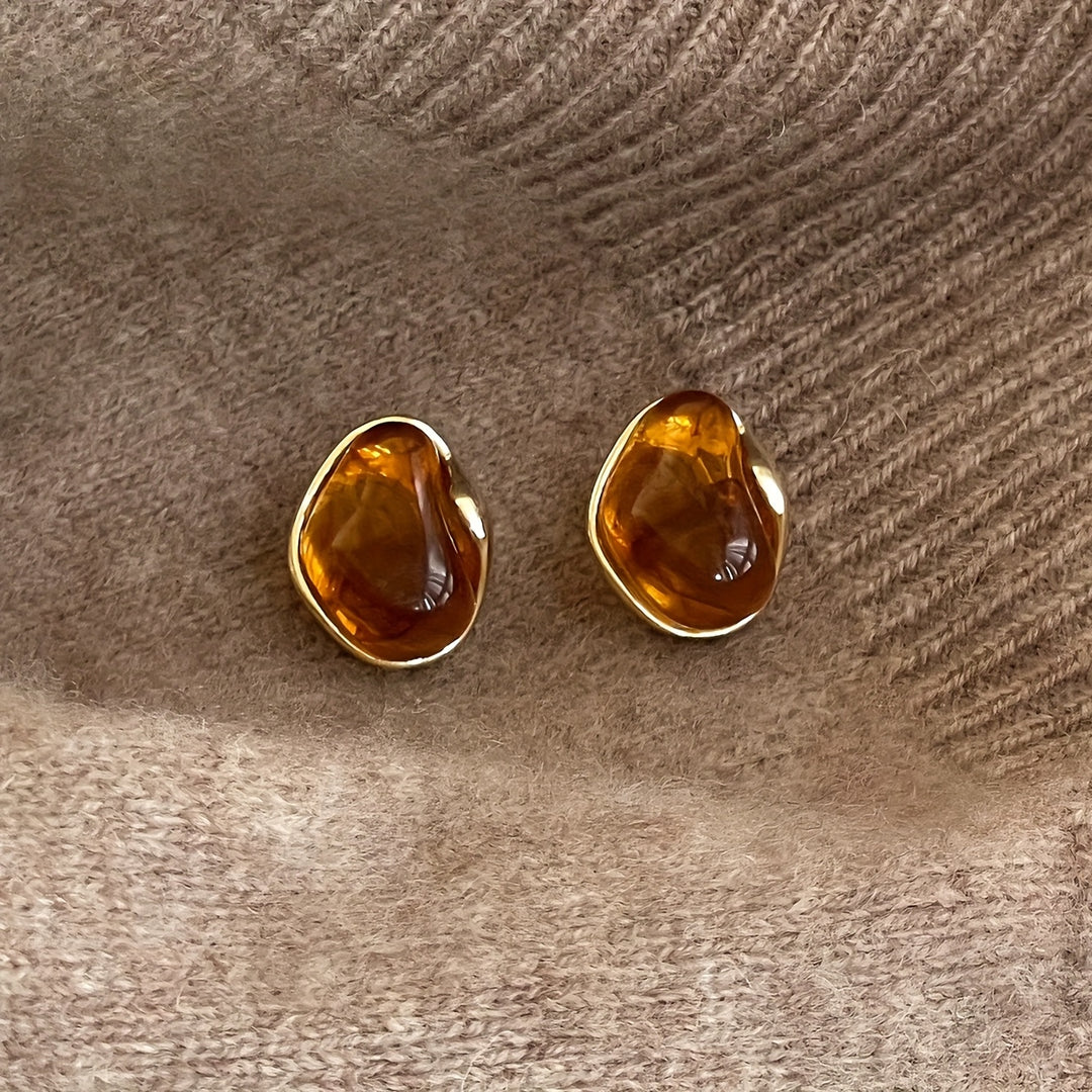 3 Pairs Elegant Brown Resin Earrings Set