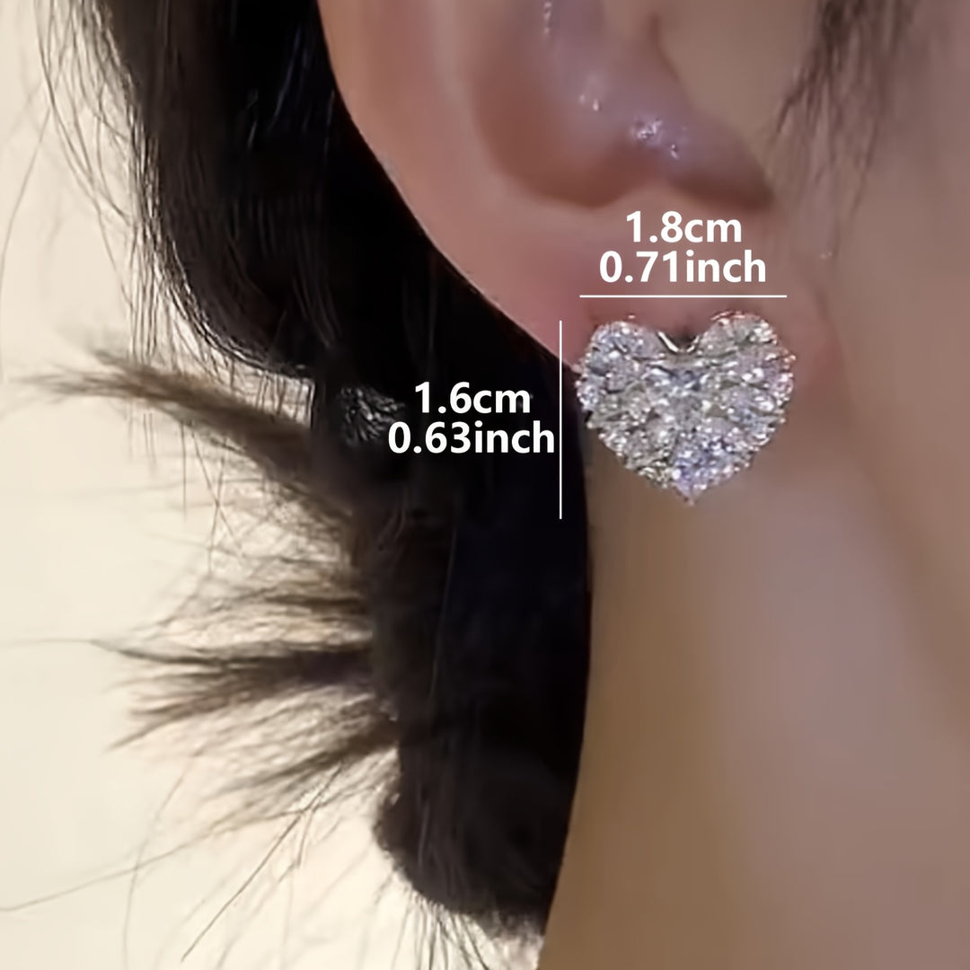 Elegant Heart-Shaped Glass Inlay Earrings