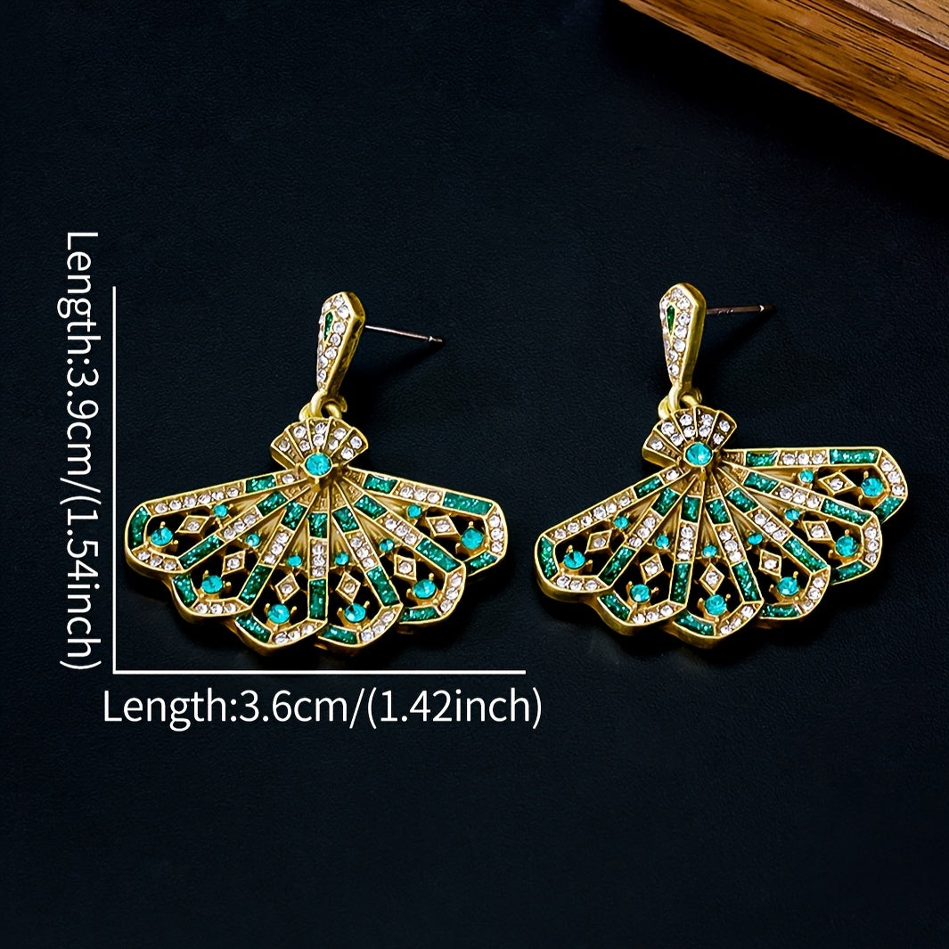 Vintage Copper Alloy Earrings with Rhinestone
