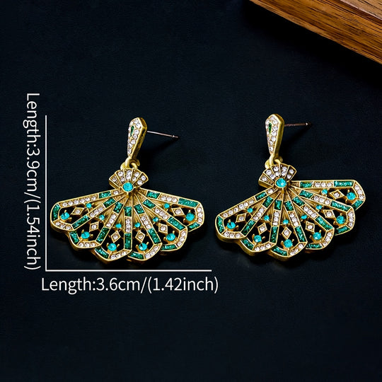 Vintage Copper Alloy Earrings with Rhinestone