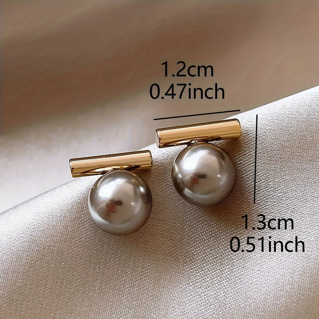 Gray Imitation Pearl Earrings