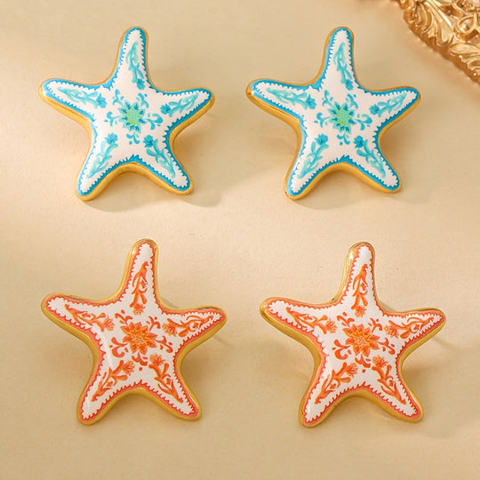 Vintage-Style Painted Starfish Earrings