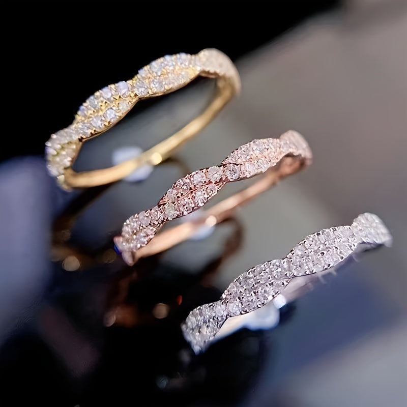 Elegant Interlaced Eternal Zirconia Ring
