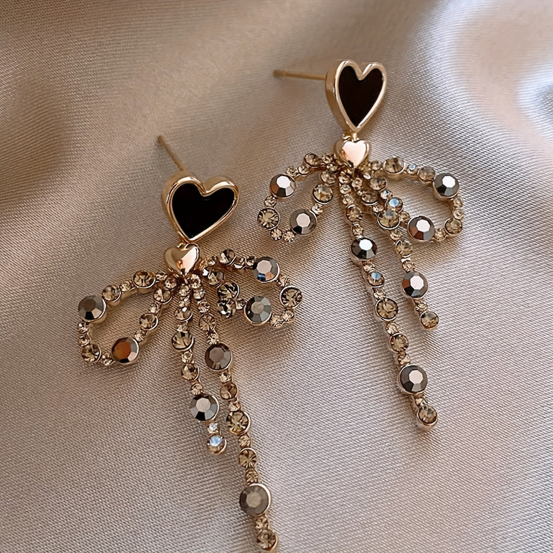 Elegant Heart-Shaped Bow Earrings