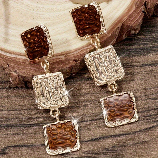 Retro Square Long Earrings