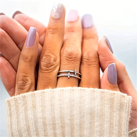 Elegant Double Cross Design Ring