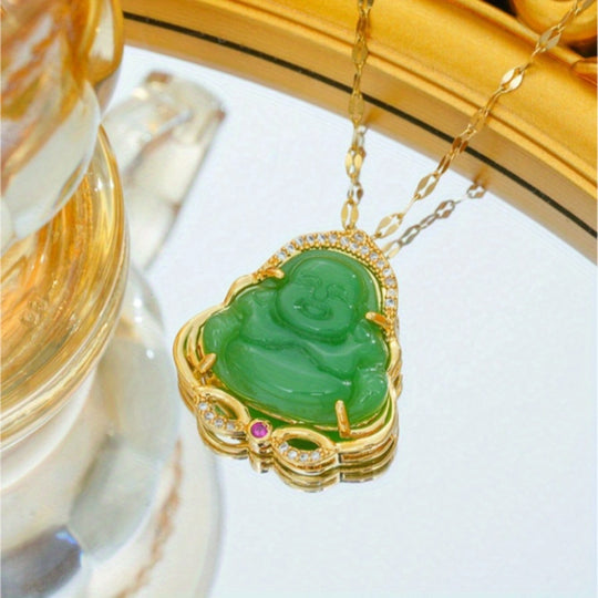 Colorful Jade Buddha Pendant Necklace