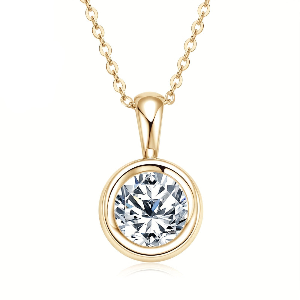 2-Carat 8mm Round Cut Moissanite Pendant Necklace