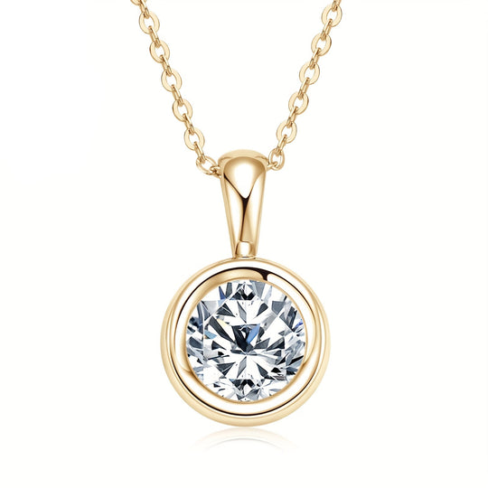 2-Carat 8mm Round Cut Moissanite Pendant Necklace