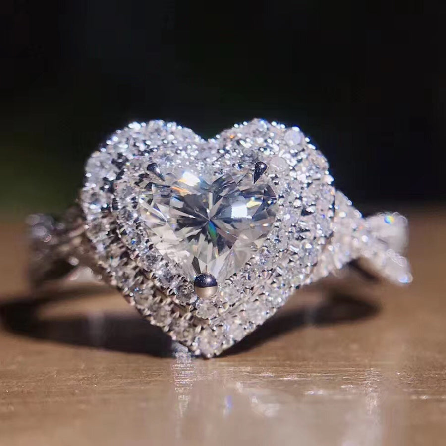 Sparkling Zirconia Heart Ring