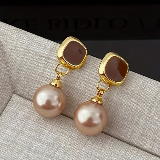 French Champagne Faux Dangle Earrings