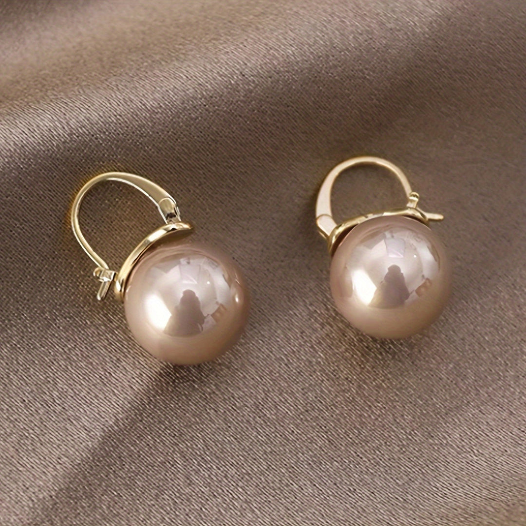 Elegant Faux Pearl Hoop Earrings