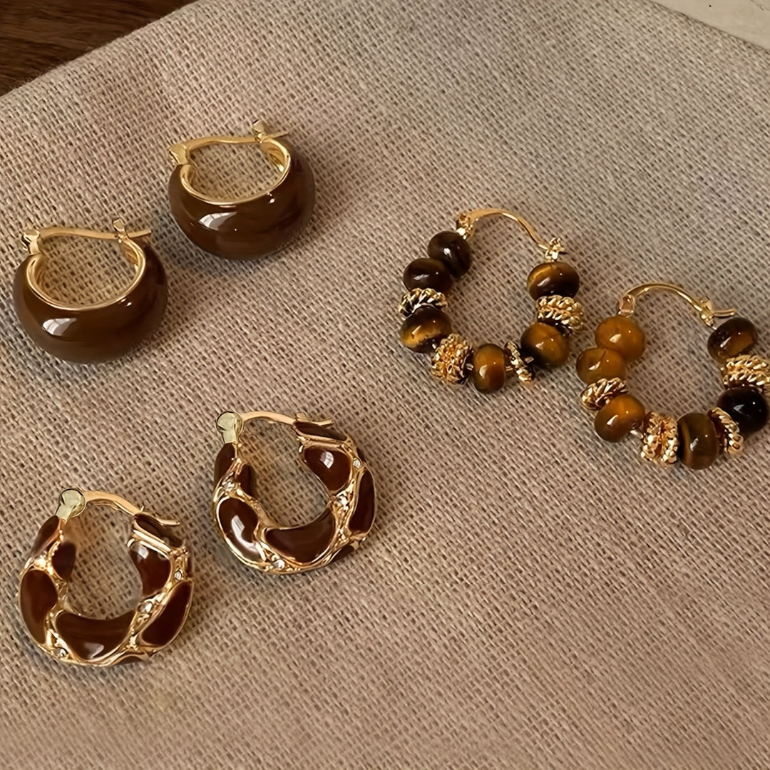 3 Pairs Retro Elegant Earrings Set