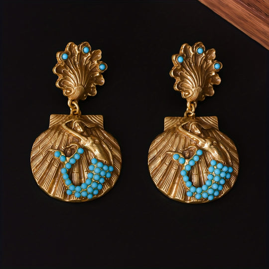 Vintage Mermaid Shell Earrings