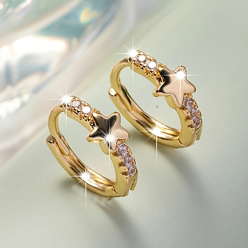Elegant Simple Star Hoop Earrings