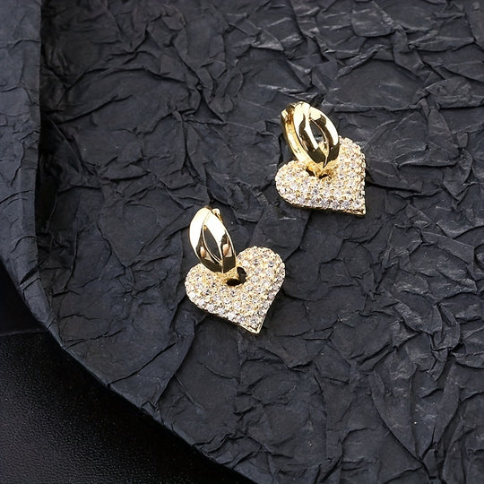 Stylish Heart Zirconia Earrings