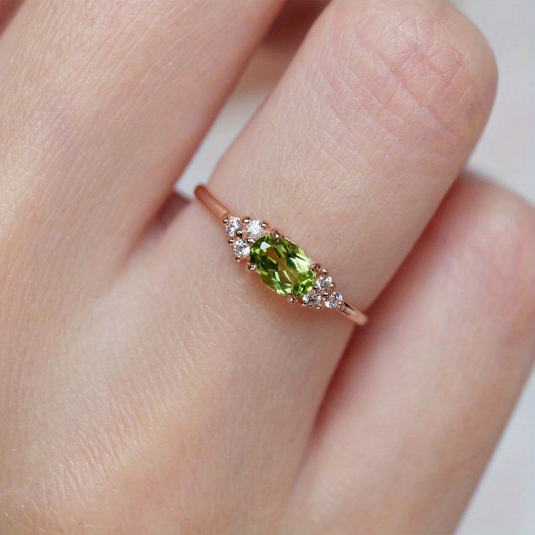 Inlaid Oval Synthetic Zirconia Ring