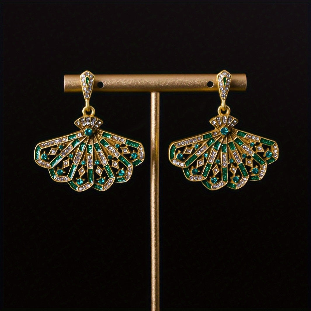 Vintage Copper Alloy Earrings with Rhinestone