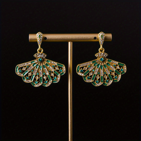 Vintage Copper Alloy Earrings with Rhinestone