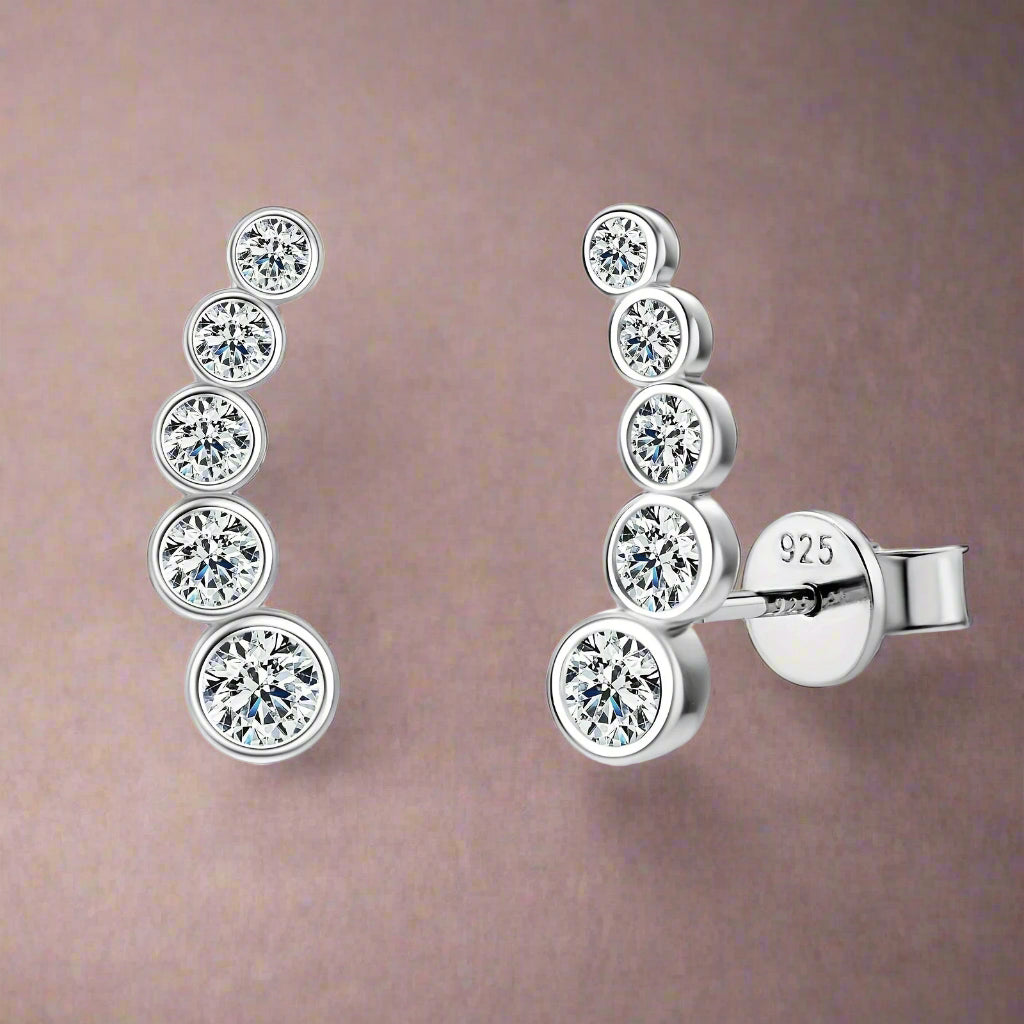 Elegant Silver Moissanite Stud Earrings