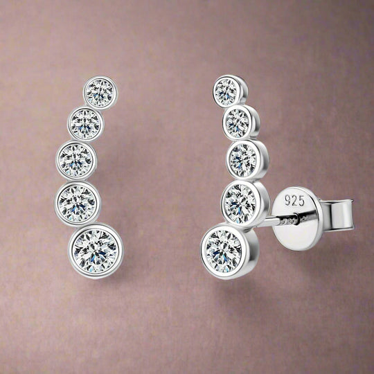 Elegant Silver Moissanite Stud Earrings