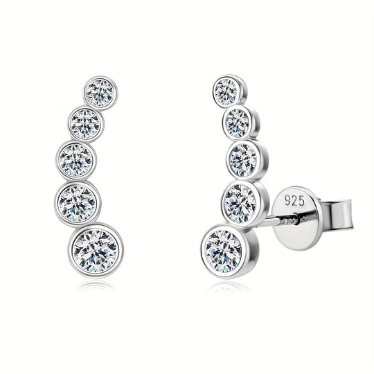 Elegant Silver Moissanite Stud Earrings
