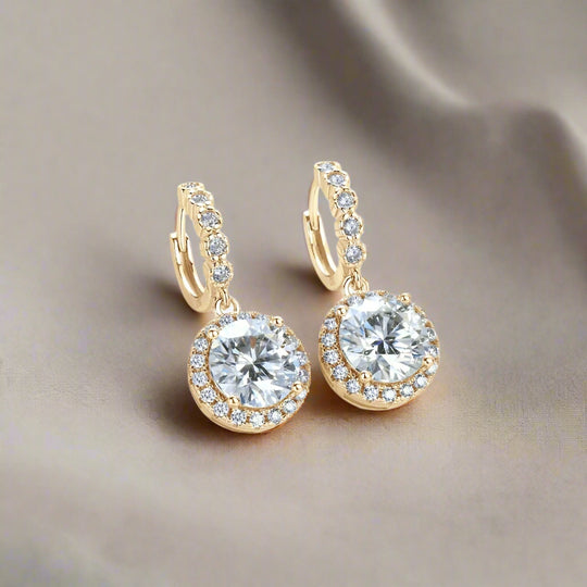 Stylish Round Moissanite & Zirconia Earrings