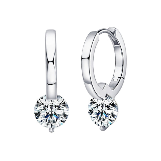 Stylish Round Moissanite Hoop Earrings