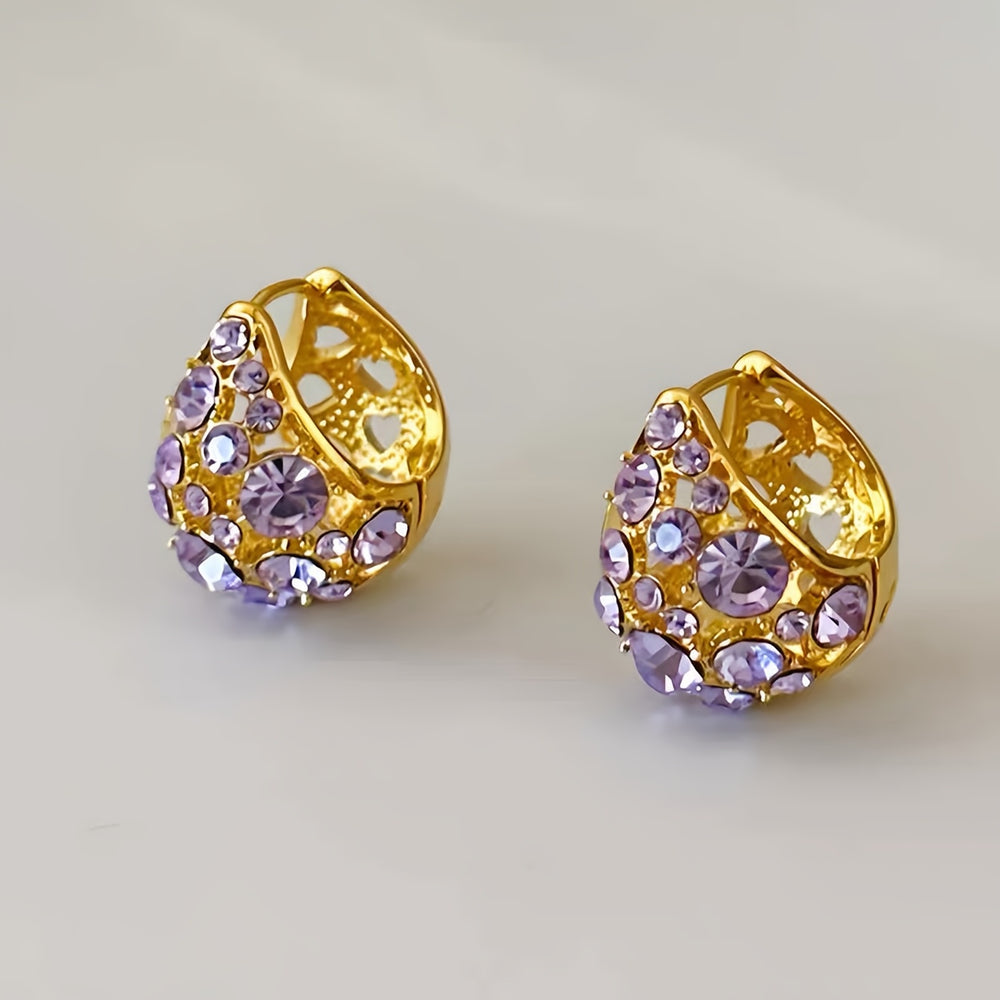 Elegant Luxurious Purple Glass & Earrings
