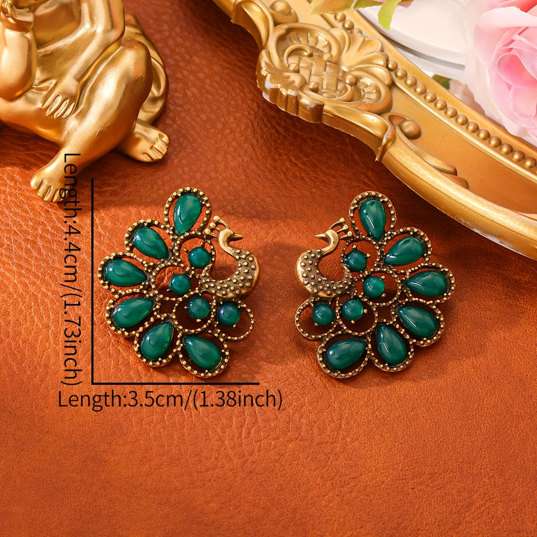 Vintage Elegant Peacock Stud Earrings