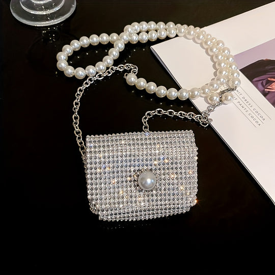 Hip-Hop Pearl Waist Bag with Chain