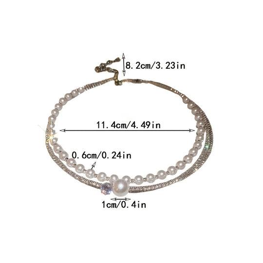 Multi-Layer Pearl Crystal Choker