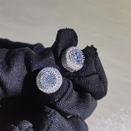 Sparkling Inlaid Zirconia Stud Earrings
