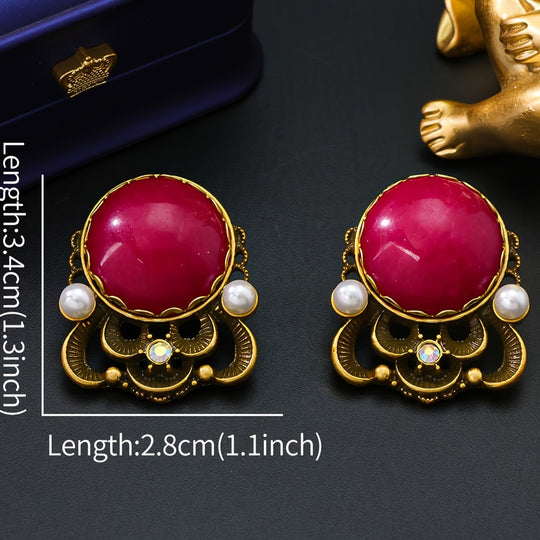 Vintage Natural Gemstone Stud Earrings