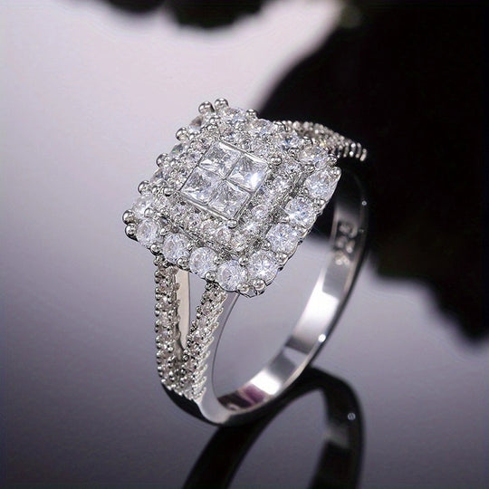 Square Halo Zirconia Bridal Ring