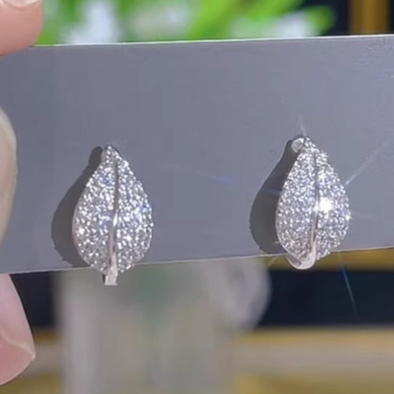 Delicate Leaf Shaped Zirconia Earrings