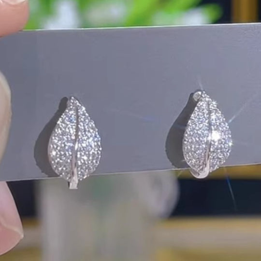 Delicate Leaf Shaped Zirconia Earrings