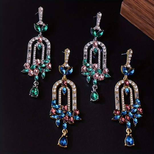 Lightweight Unique Arch Shape Rhinestone Earrings