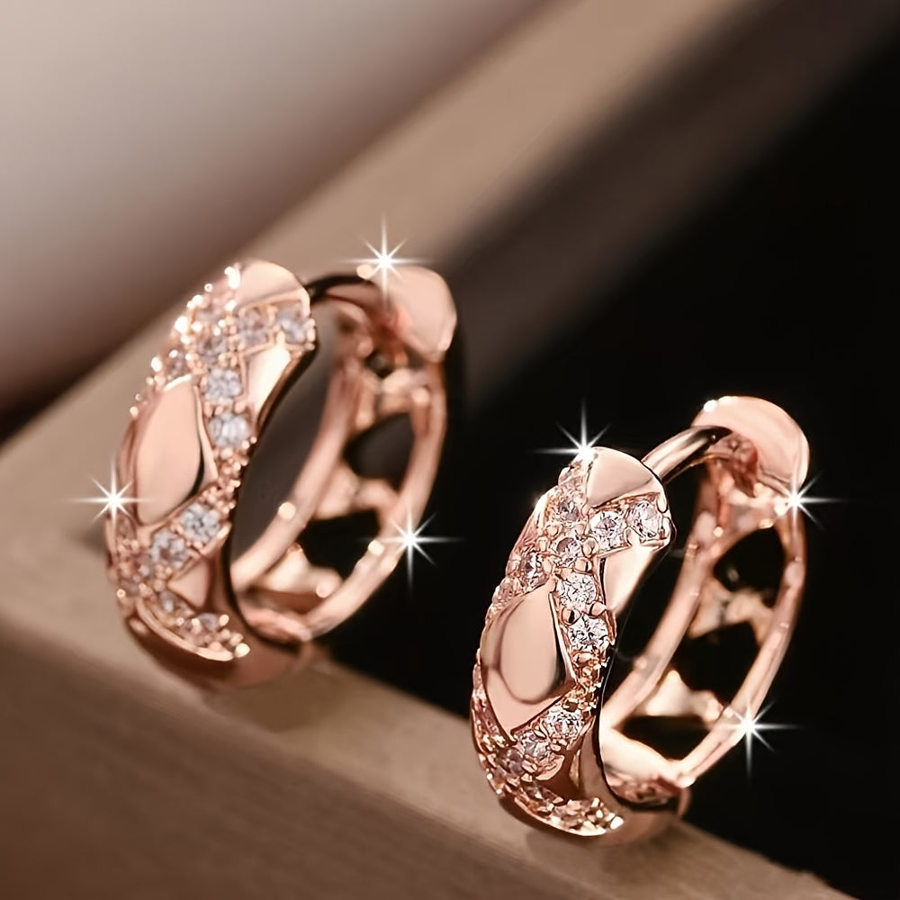 Lightweight Rose Gold Zirconia Hoop Earrings