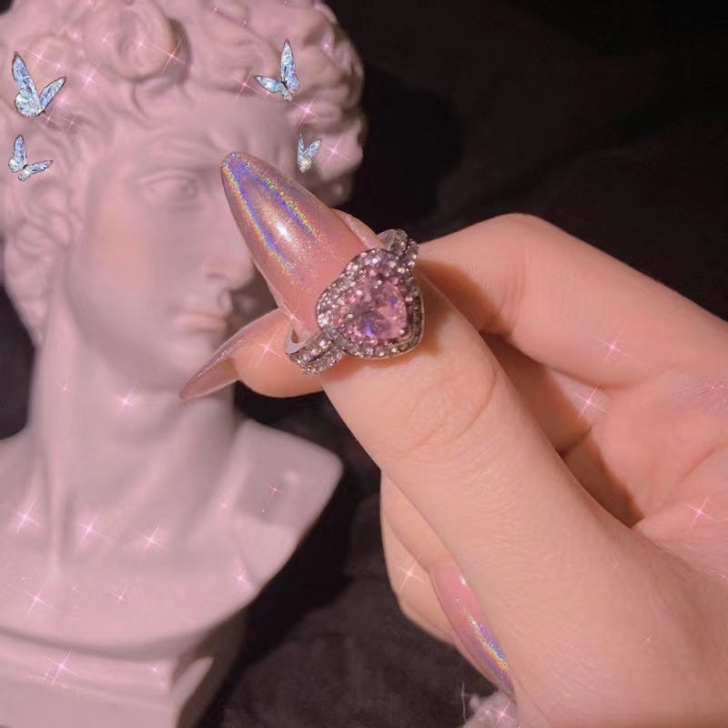Sparkling Pink Heart Ring