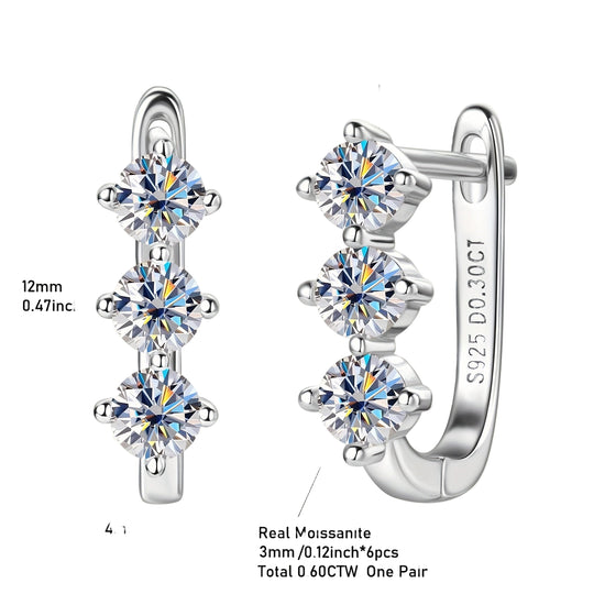 Silver Moissanite Hoop Earrings