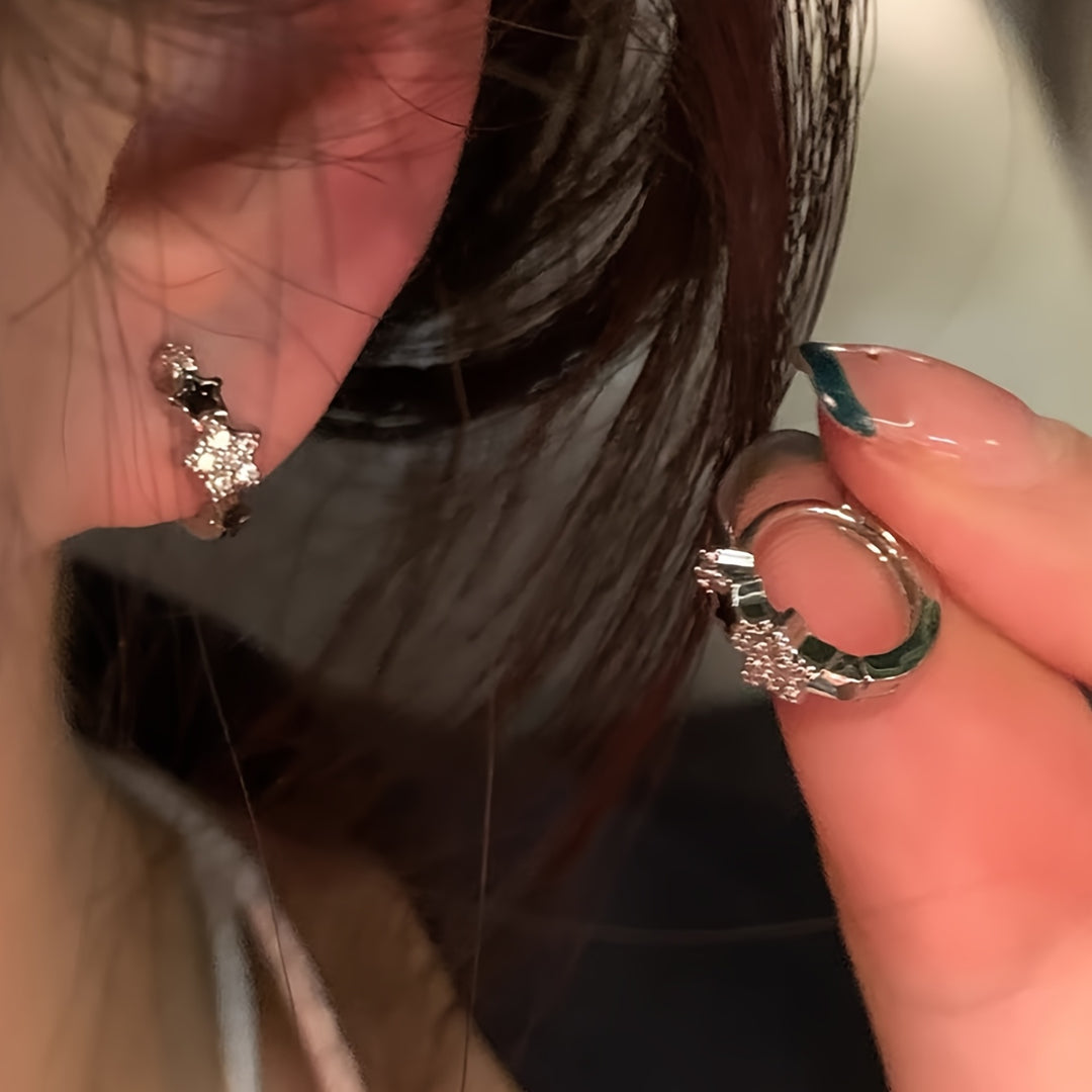 Elegant Copper Inlaid Glass Earrings