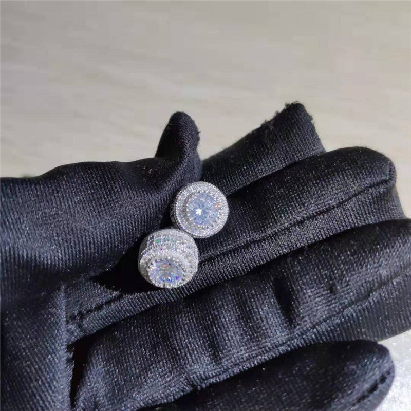 Sparkling Inlaid Zirconia Stud Earrings